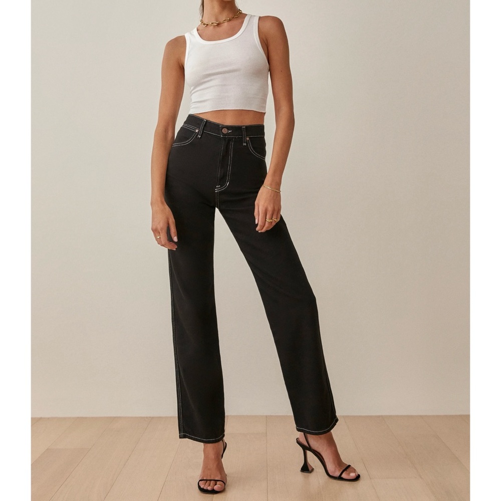 Reformation Cowboy High Rise Straight Jeans black